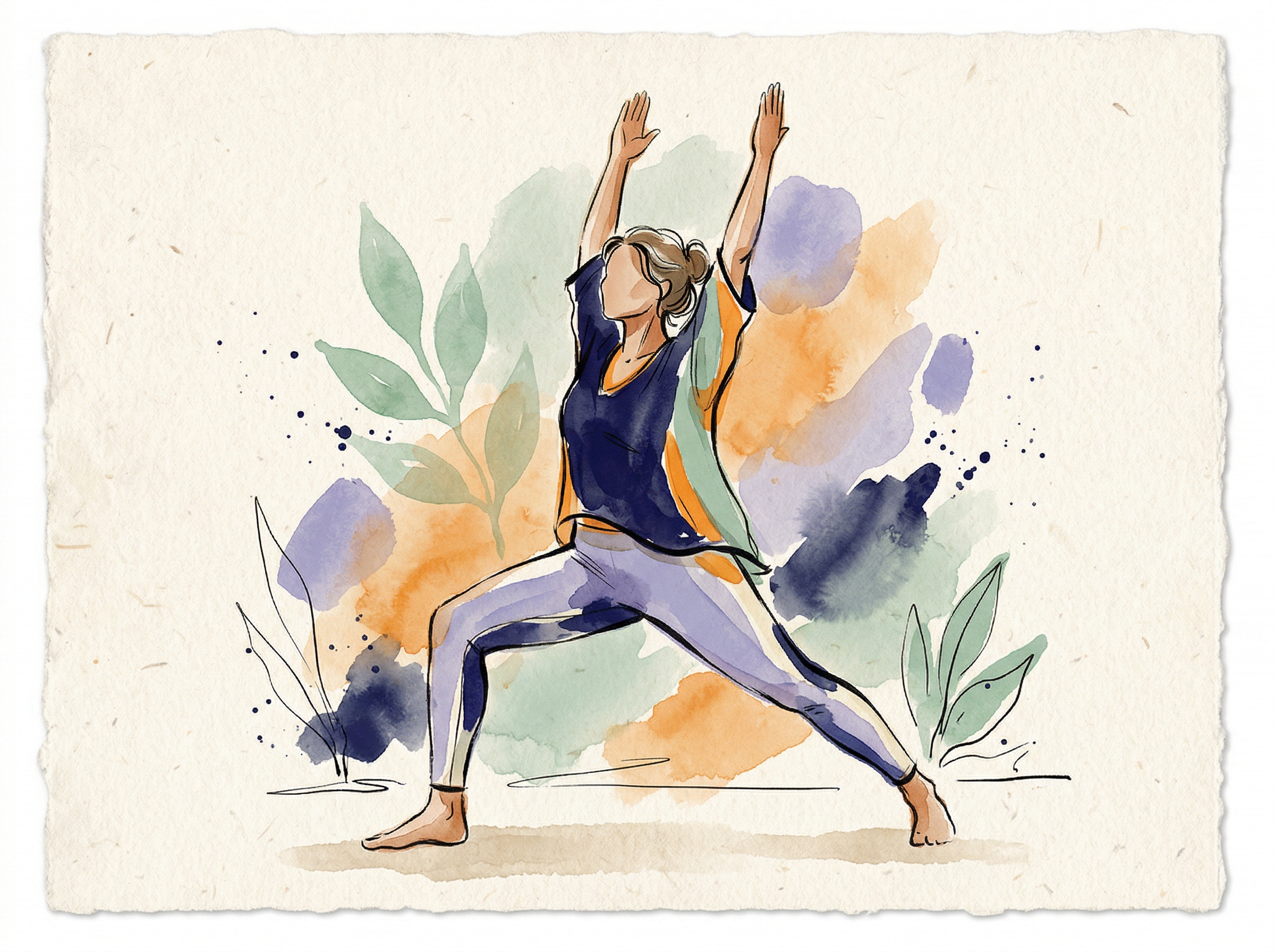 Editorial illustration — yoga teacher in warrior pose